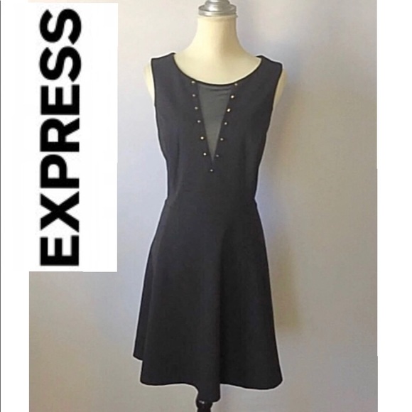 Express Dresses & Skirts - Express black sexy studs dress LBD mesh, see thru